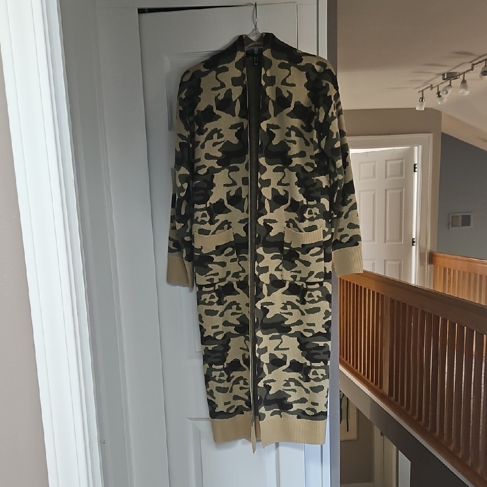 Attitudes By Renee Camo Sweater Duster